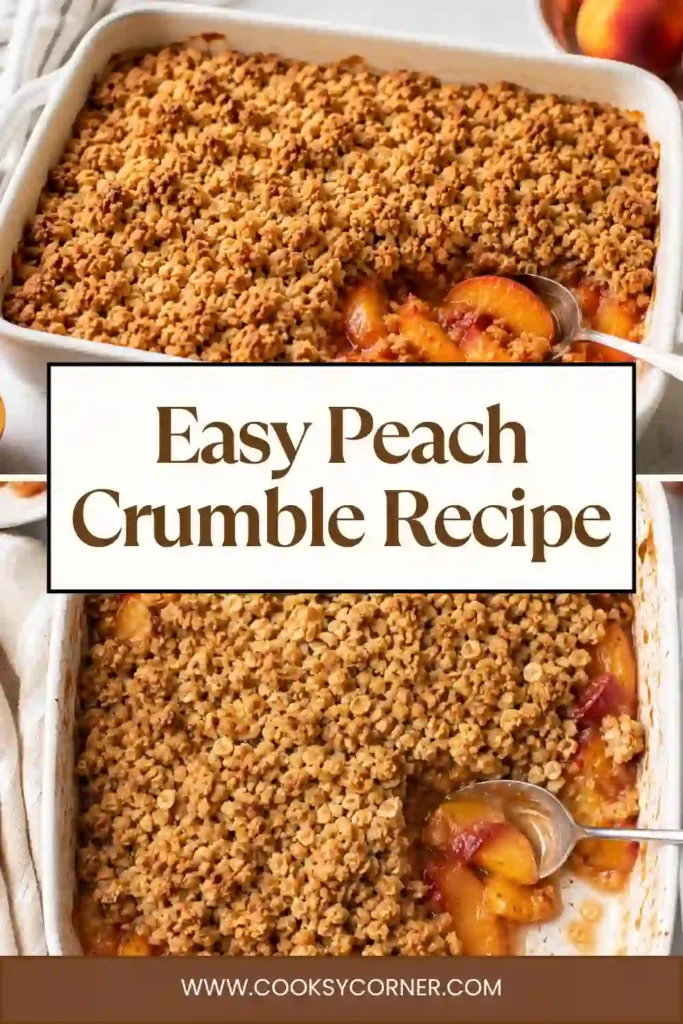Homemade peach crumble with fresh sliced peaches and crispy oat streusel. Brown butter adds rich, nutty flavor to this easy summer peach dessert.