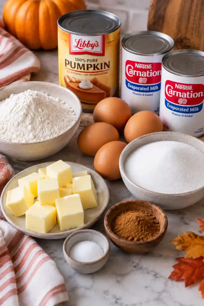 A single pumpkin pie bar served on a white dessert plate with whipped cream and cinnamon. The homemade pumpkin dessert has a creamy spiced filling layered over a buttery shortbread crust.