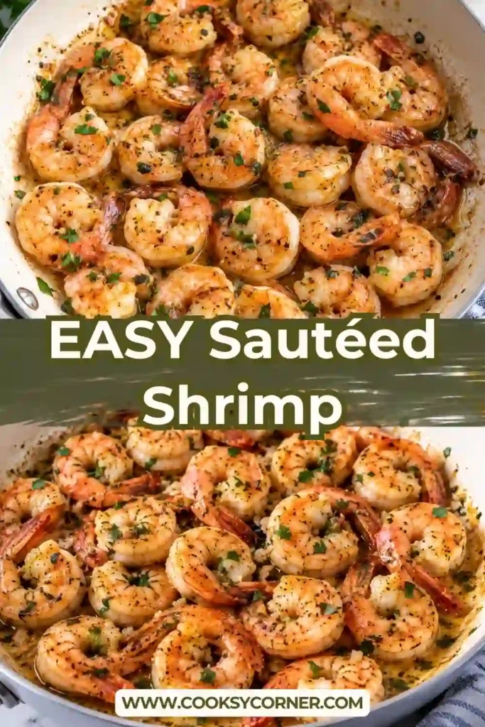 Sautéed Shrimp seasoned with smoked paprika, garlic, cumin, and herbs in a skillet. The juicy shrimp are finished with fresh chopped parsley for an easy 15-minute dinner.
