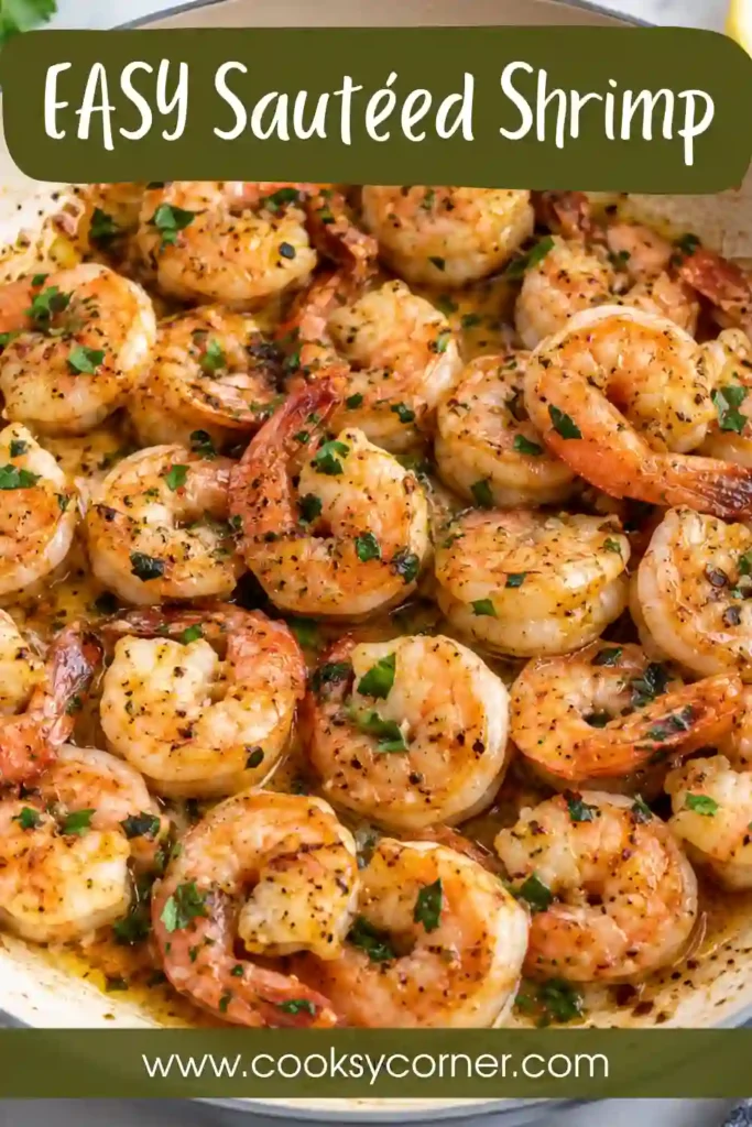 Easy sautéed shrimp cooked until tender and golden with olive oil, garlic, smoked paprika, and spices. Fresh parsley adds color to this simple shrimp skillet recipe.
