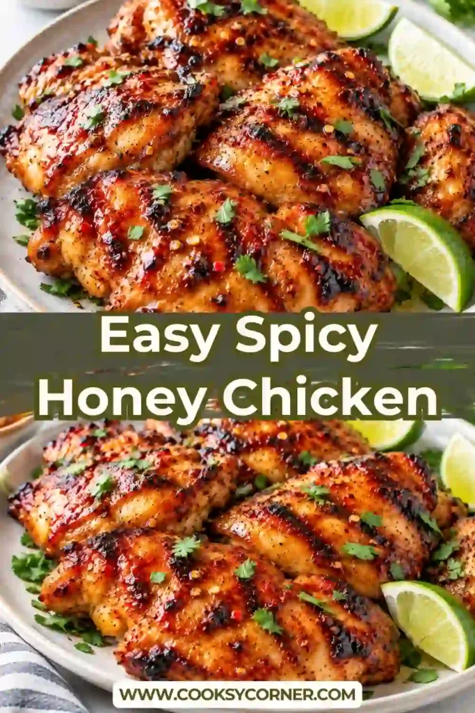 Honey glazed chicken thighs with caramelized edges and a sticky sweet and spicy coating. This easy grilled chicken recipe combines honey, apple cider vinegar, and smoky seasonings.