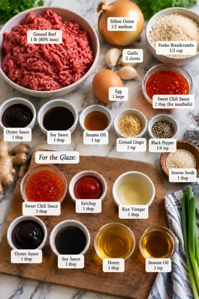 Glazed beef meatballs with sweet chili sauce, honey, soy sauce, and sesame oil. Toasted sesame seeds and fresh green onions finish the sticky party appetizer.