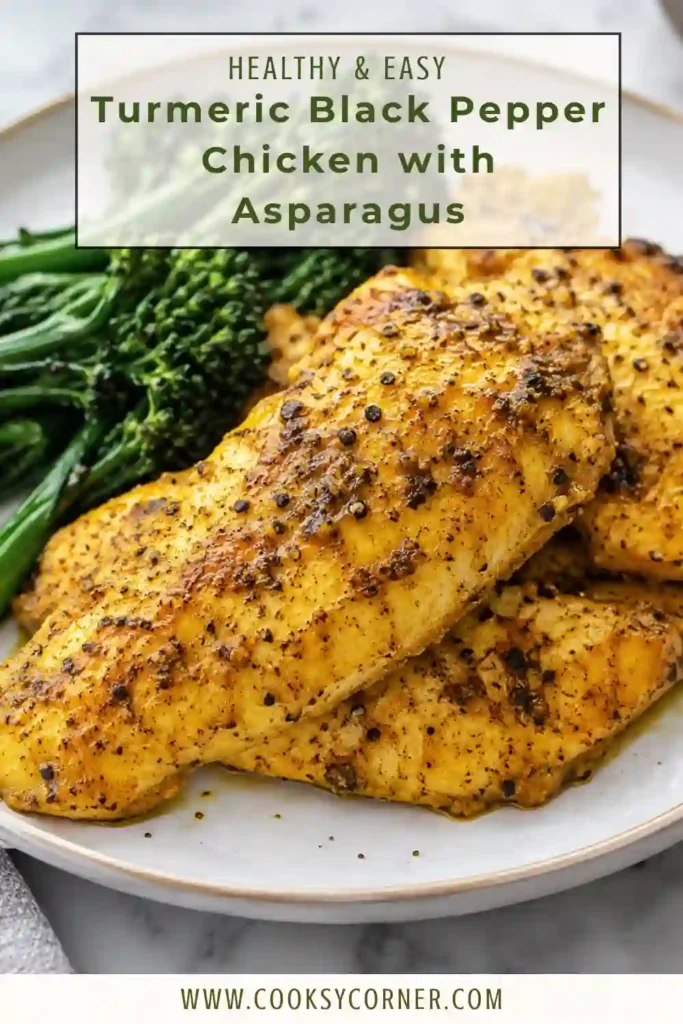 Chicken and asparagus skillet filled with golden turmeric-seasoned chicken and fresh asparagus pieces. A glossy honey-lime sauce coats the ingredients in this easy stovetop chicken dinner.
