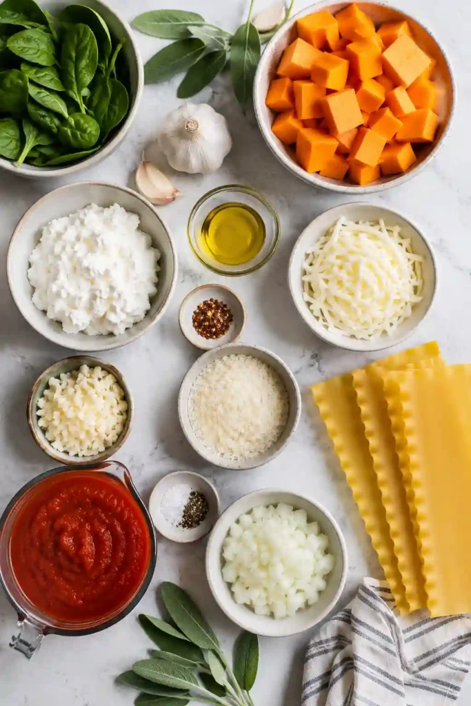 Golden Butternut Squash Lasagna Roll Ups served warm with Parmesan and crispy sage. The tender pasta surrounds a creamy squash and ricotta filling topped with rich béchamel sauce.