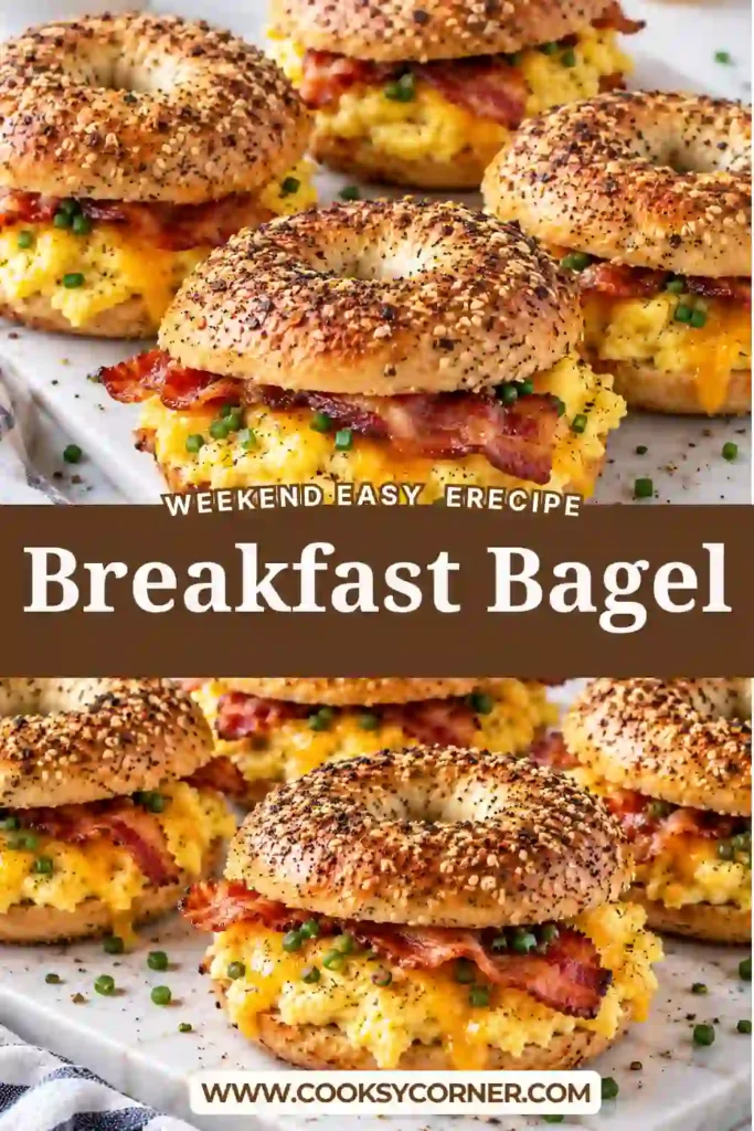 Egg and avocado Breakfast Bagel with melted Emmental cheese and tangy pickled onions. Spicy sauce and za'atar finish this easy breakfast sandwich.