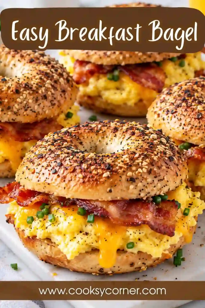 Breakfast Bagel filled with a fried egg, sliced avocado, melted cheese, pickled onions, and spicy sauce. The toasted bagel sandwich is seasoned with za'atar for extra flavor.