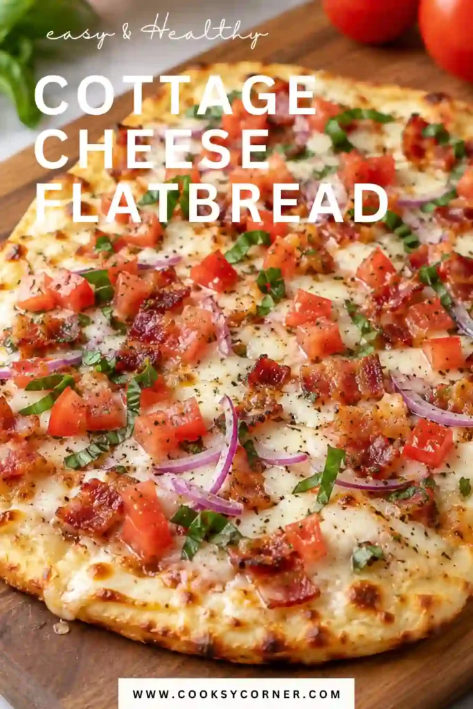 Easy cottage cheese flatbread served as a savory high-protein bread alternative. The golden protein flatbread is seasoned with Italian herbs and oregano.