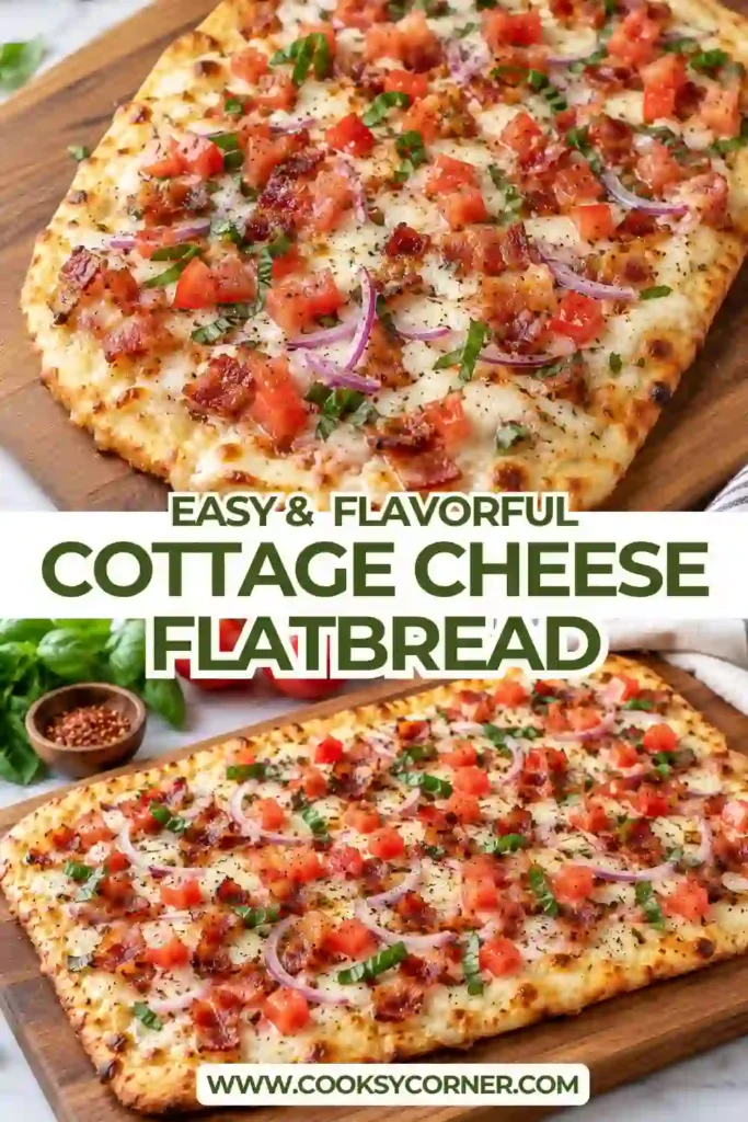 Homemade Cottage Cheese Flatbread sliced and ready for serving. The flourless cottage cheese and egg flatbread has a soft center and lightly browned edges.