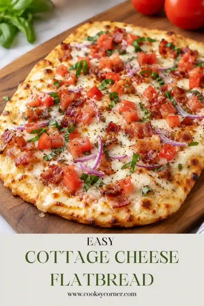 Cottage Cheese Flatbread baked until lightly golden with savory herbs on top. This easy high protein cottage cheese flatbread is made with eggs and creamy cottage cheese.