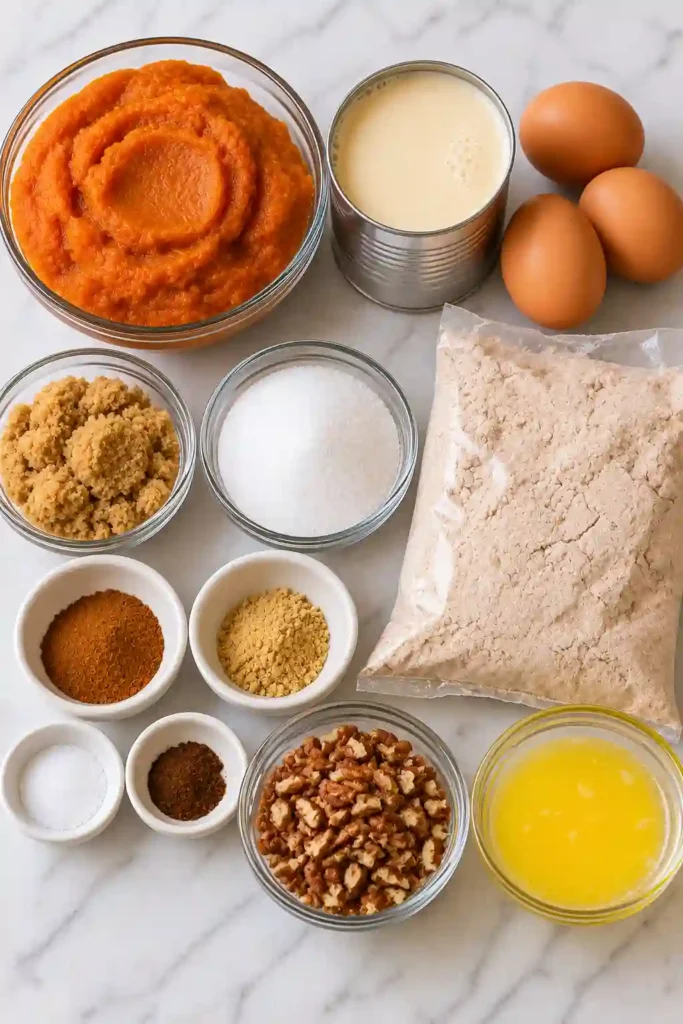 Golden pumpkin dump cake with warm fall spices and chopped pecans over a creamy pumpkin layer. This easy pumpkin dessert is ideal for Thanksgiving and autumn gatherings.