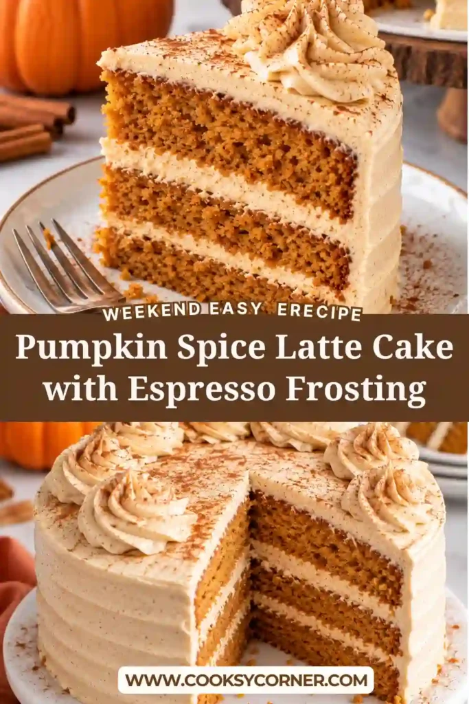 Easy pumpkin spice cake topped with swirled espresso buttercream and sprinkled with cinnamon. The square fall dessert has a moist pumpkin crumb and creamy coffee frosting.